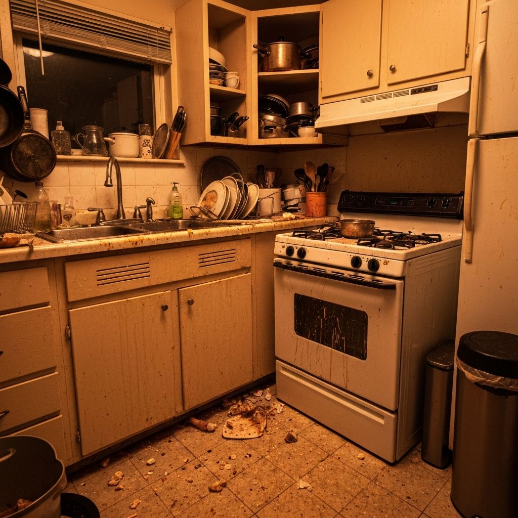 Messy bathroom before cleaning